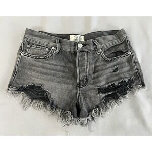 We The Free People Romeo Rolled Cut Off Denim Jean Shorts Black Wash Size 26